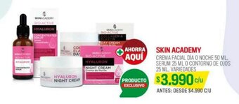 Cruz Verde SKIN ACADEMY CREMA FACIAL DÍA O NOCHE 50 ML. SERUM 25 ML O CONTORNO DE OJOS 25 ML, VARIEDADES oferta