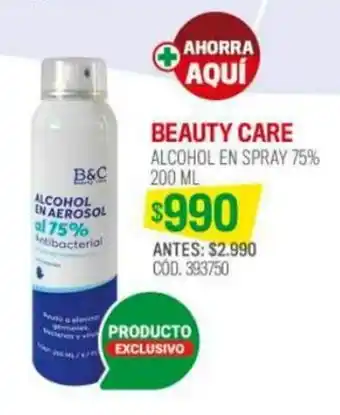 Cruz Verde BEAUTY CARE ALCOHOL EN SPRAY 75% 200 ML oferta