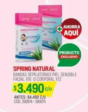 Cruz Verde SPRING NATURAL BANDAS DEPILATORIAS PIEL SENSIBLE FACIAL X 16 O CORPORAL X 12 oferta