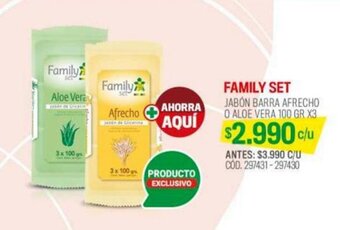 Cruz Verde FAMILY SET JABON BARRA AFRECHO O ALOE VERA 100 GR X 3 oferta