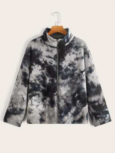 Shein Shein unity abrigo teddy de cuello alto de hombros caídos de tie dye oferta