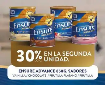 Cruz Verde ENSURE ADVANCE 850G. SABORES VAINILLA / CHOCOLATE / FRUTILLA PLÁTANO / FRUTILLA oferta