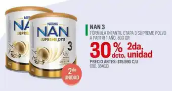 Cruz Verde NAN 3 FORMULA INFANTIL ETAPA 3 SUPREME POLVO A PARTIR 1 AÑO, 800 GR oferta