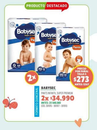 Cruz Verde BABYSEC PANTS INFANTIL SUPER PREMIUM x 2 oferta