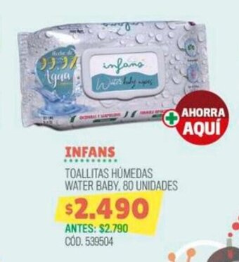 Cruz Verde INFANS TOALLITAS HÚMEDAS WATER BABY, 80 UNIDADES oferta