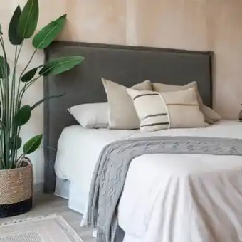 Linio Respaldo de cama con funda lavable - 2 plazas - lino pireo gris oferta