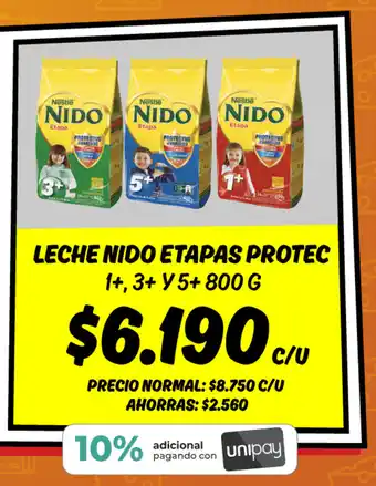 Mayorista 10 LECHE NIDO ETAPAS PROTEC 1+, 3+ Y 5+ 800 G oferta