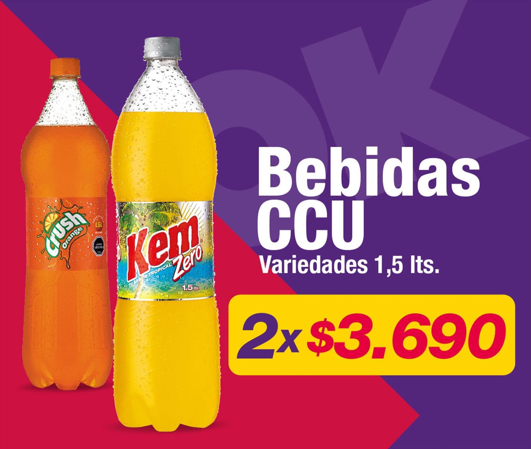 OK Market Bebidas CCU Variedades 1,5 lts. x 2 oferta
