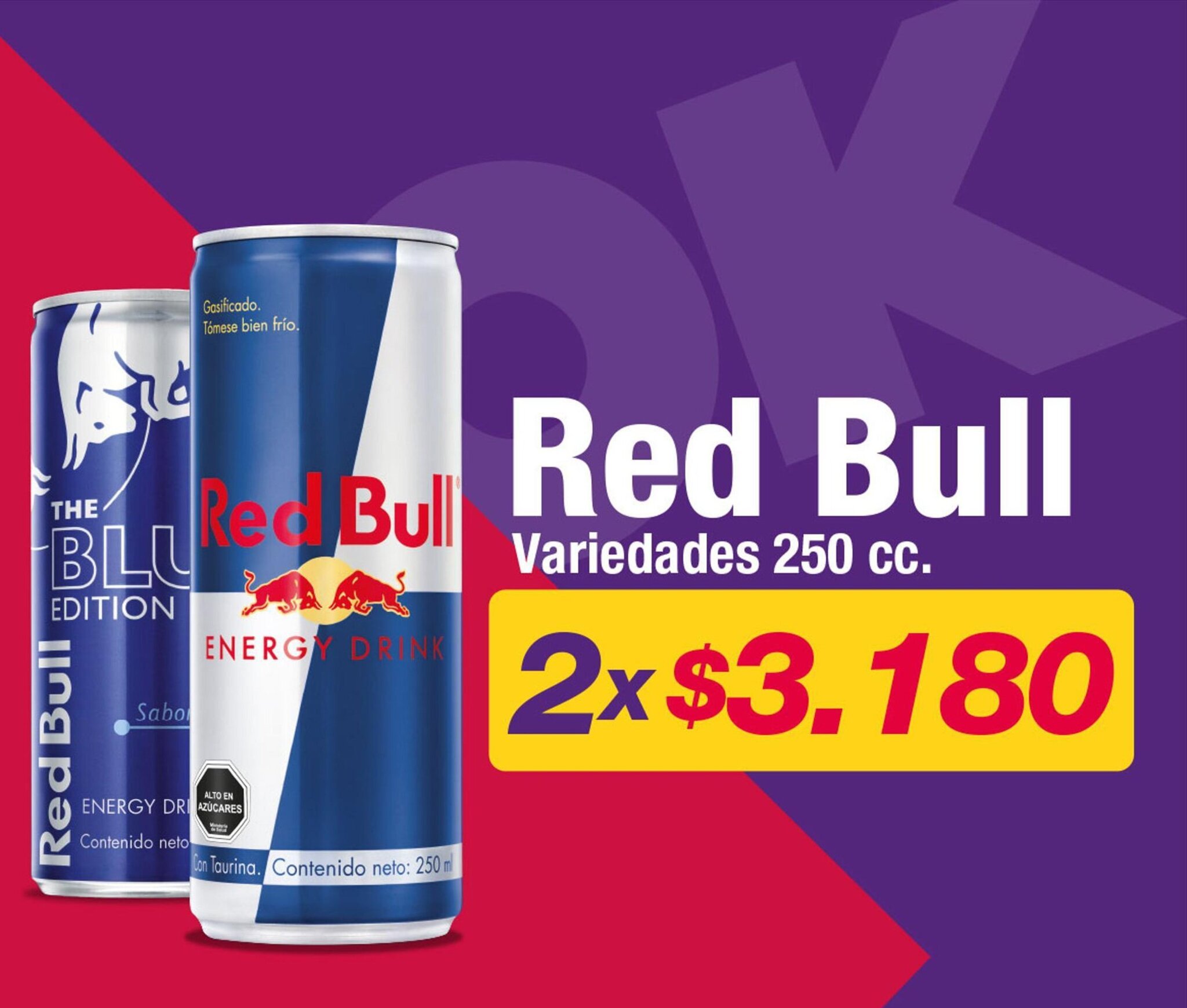 OK Market Red Bull Variedades 250 cc. x 2 oferta