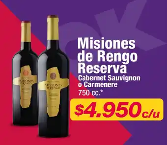 OK Market Misiones de Rengo Reserva Cabernet Sauvignon o Carmenere 750 cc. oferta