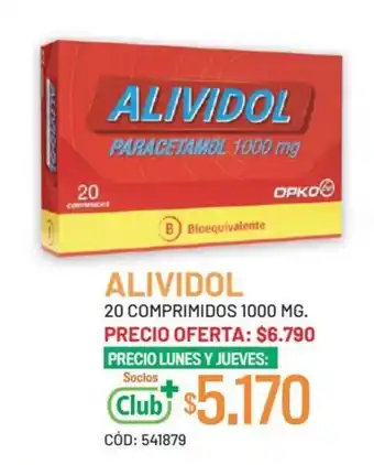 Cruz Verde ALIVIDOL 20 COMPRIMIDOS 1000 MG. oferta
