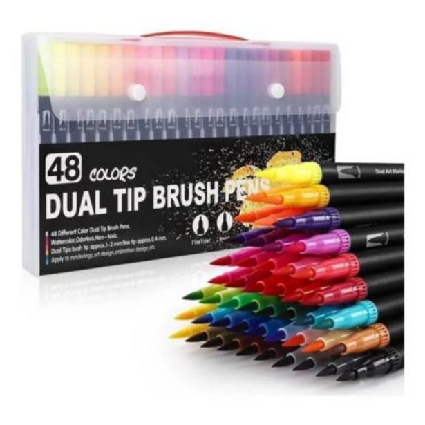 Linio Plumones punta pincel brush 48 colores marcadores lettering oferta