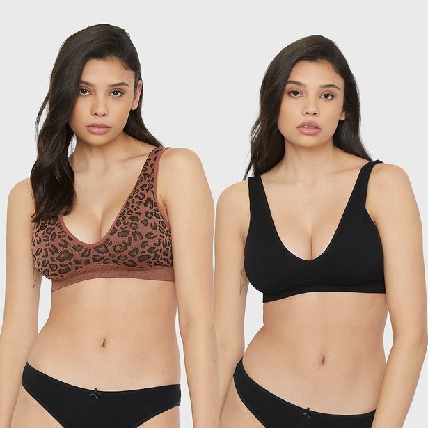 Corona Pack peto mujer seamless escote liso print  negro animal print oferta