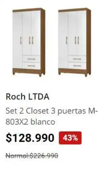 Easy Set 2 Closet 3 puertas M-803X2 blanco Roch LTDA oferta