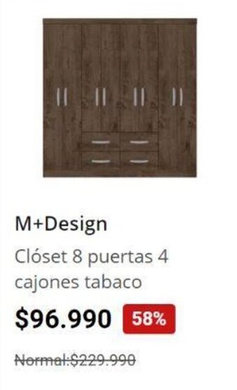 Easy M+Design Clóset 8 puertas 4 cajones tabaco oferta