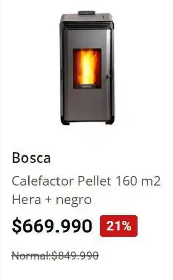 Easy Calefactor Pellet 160 m2 Hera + negro Bosca oferta