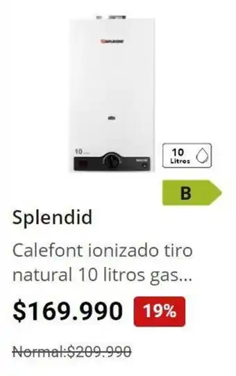 Easy Calefont ionizado tiro natural 10 litros gas... Splendid oferta