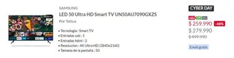 Tottus SAMSUNG LED 50 Ultra HD Smart TV UN50AU7090GXZS oferta