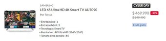 Tottus SAMSUNG LED 65 Ultra HD 4K Smart TV AU7090 oferta
