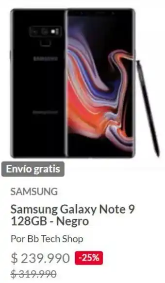 Linio Samsung Galaxy Note 9 128GB-Negro oferta