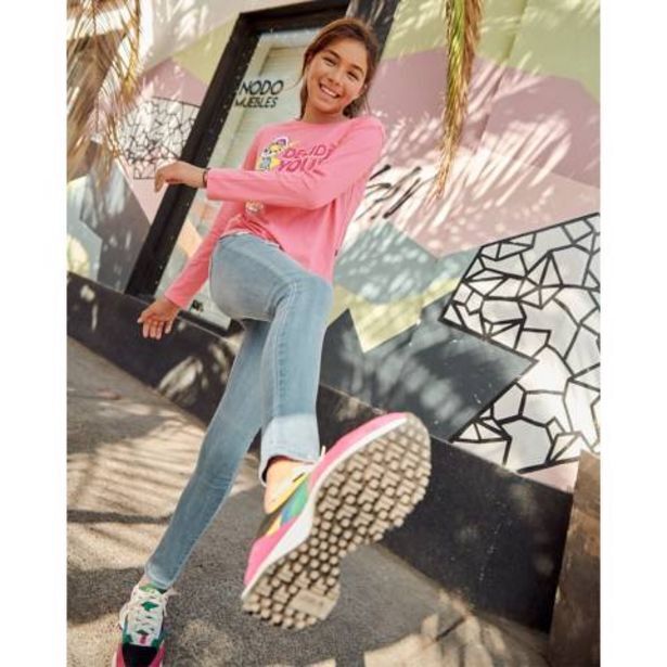 Linio Eleven jeans bordado niña wide leg algodón oferta