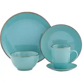 Linio Juego de vajilla 30 piezas turquesa. oferta
