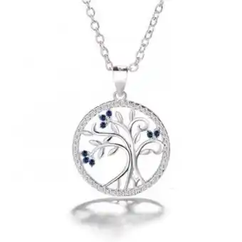Linio Collar con colgante plata 925 árbol de la vida circón azul joya mujer oferta