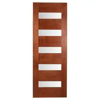 Linio Puerta pino 5 vidrios color cerezo 80 x 200cm incluye vidrios. oferta