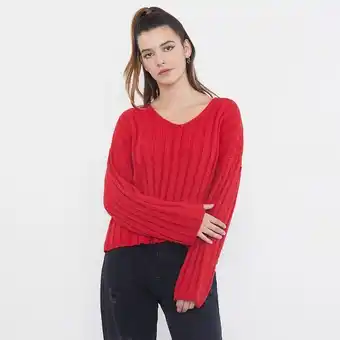 Corona Sweater mujer cuello v rojo oferta