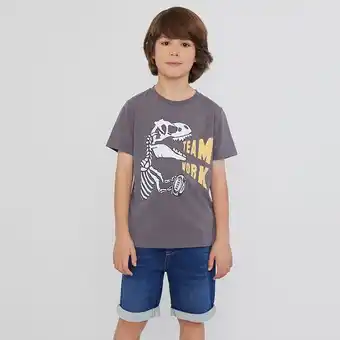 Corona Polera niño fun manga corta kids dino gris oferta