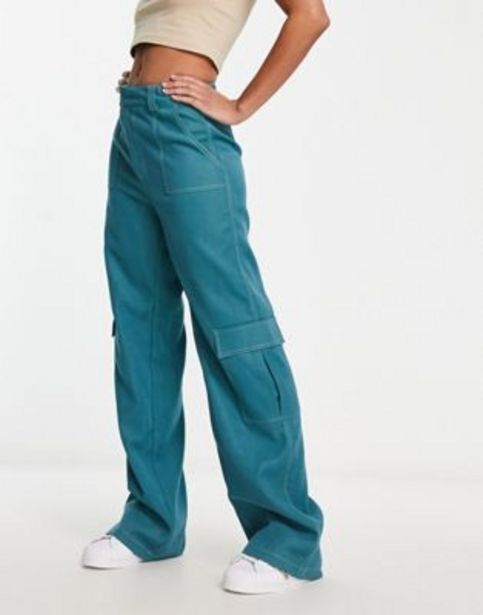 Asos Heartbreak wide leg cargo trousers in teal blue oferta