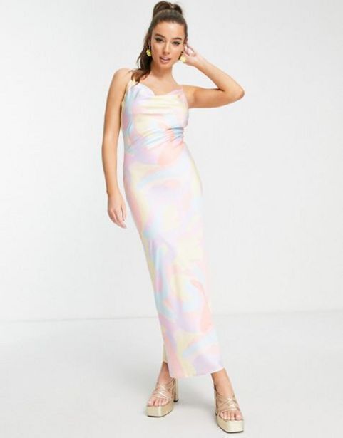 Asos Peppermayo cowl front maxi dress in pastel wave print oferta