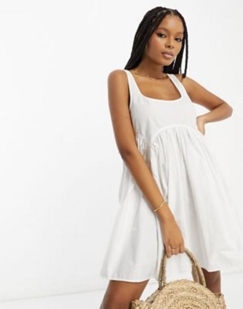 Asos Asos design square neck mini smock sundress in white oferta