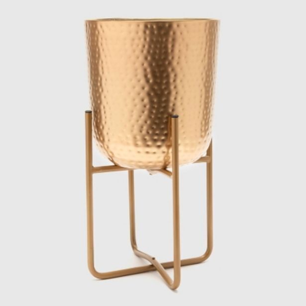 Falabella Macetero con pedestal metal dorado 30x30 cm oferta