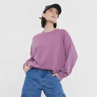Corona Polerón mujer oversize round neck malva oferta