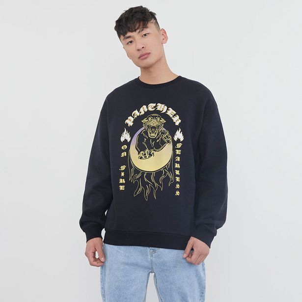 Corona Polerón hombre r-neck print panther negro oferta