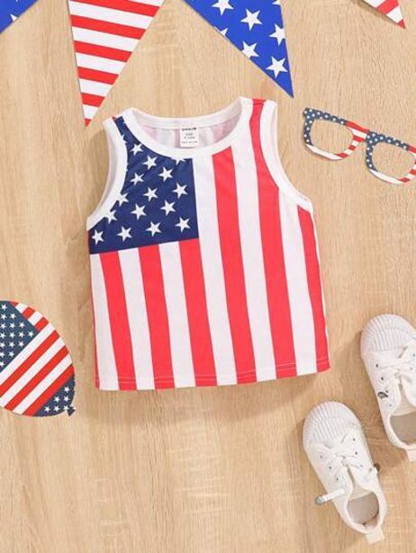 Shein Shein bebé top tank americana con estampado para día de la independencia oferta