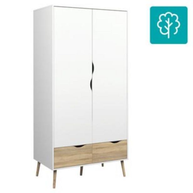 Falabella Closet oslo 2 puertas y 2 cajones 98x58x200 cm blanco/oak oferta