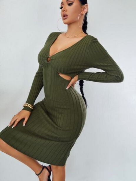 Shein Vestido de punto con diseño de aro o tejido de canalé oferta