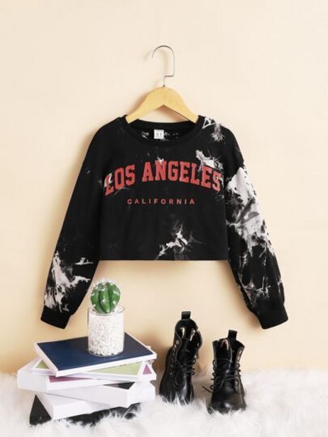 Shein Shein niñas sudadera con estampado de letra de tie dye oferta