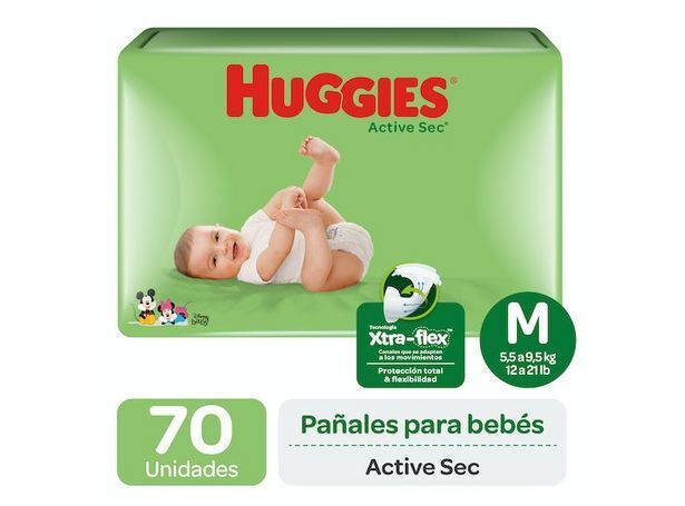 Ripley Pañales huggies active sec - paq. 70 un - talla m oferta