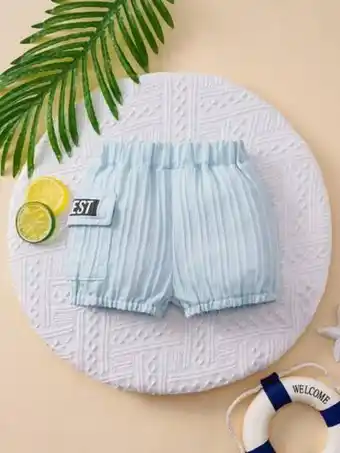 Shein Shein bebé shorts con diseño de parche de letra con bolsillo oferta