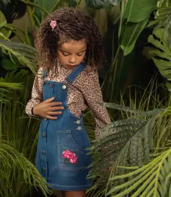Limonada Conjunto niña jardinera y blusa denim azul oferta