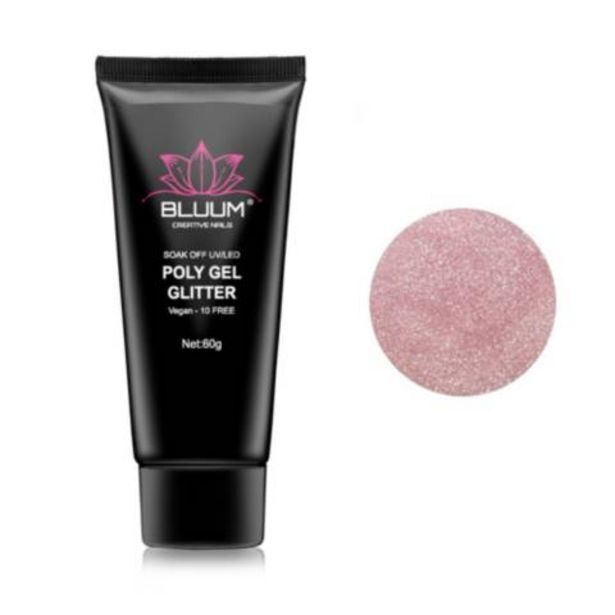 Linio Polygel glitter rosado 60gr - gel para uñas oferta
