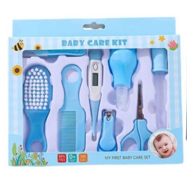 Linio Set accesorios de limpieza del bebé 8 piezas celeste oferta