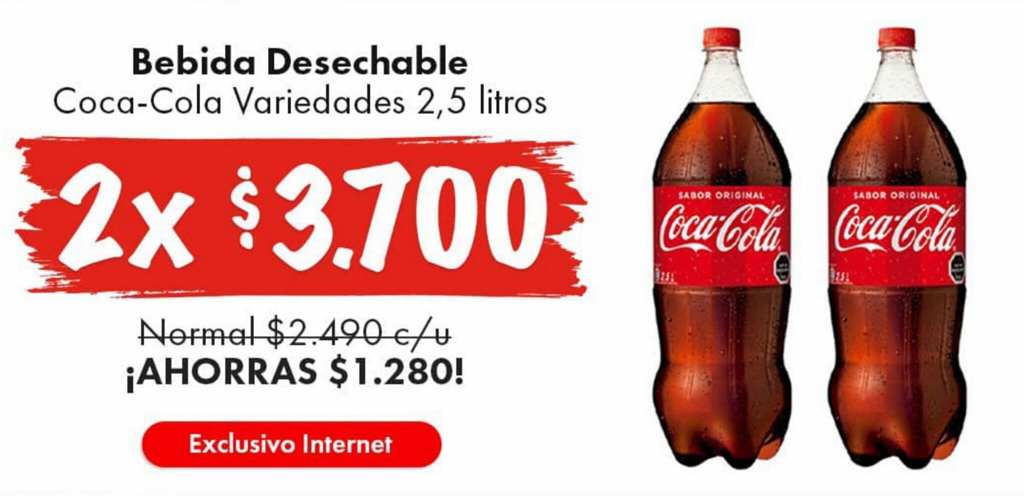 Super Bodega a Cuenta Bebida Desechable Coca-Cola Variedades 2,5 litros x 2 oferta