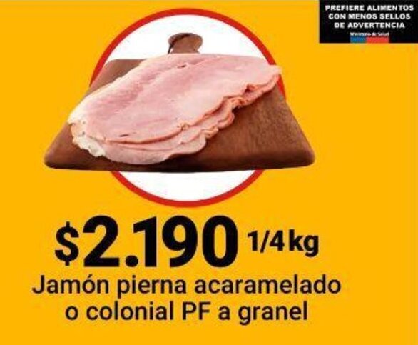 Santa Isabel Jamón pierna acaramelado o colonial PF a granel ¼kg oferta
