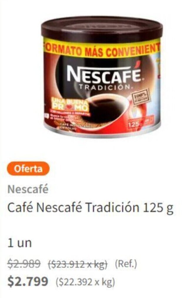 Santa Isabel Café Nescafé Tradición 125 g oferta
