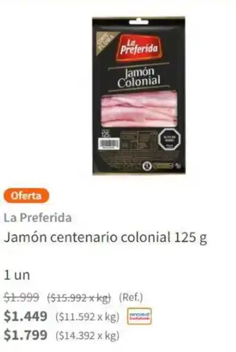 Santa Isabel La Preferida Jamón centenario colonial 125 g oferta