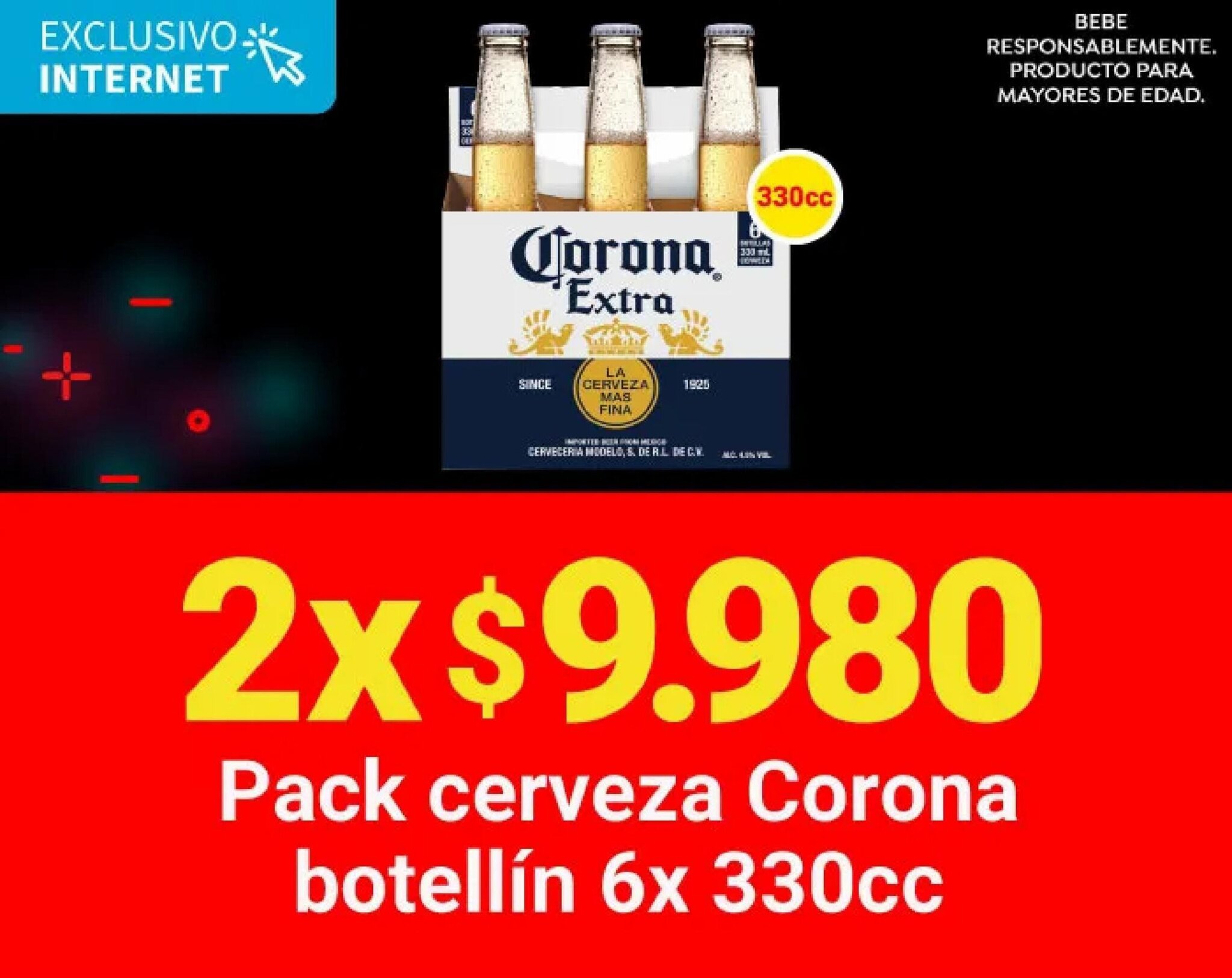 Santa Isabel Pack cerveza Corona botellín 6 x 330cc x 2 oferta